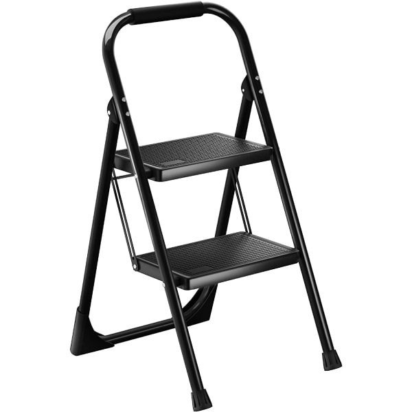 2 Step Ladder 2 Step Stool Folding Step Stools for Adults with Handgrip Anti-Slip Sturdy and Wide Pedal 330lbs Stepladder Multi-Use for Household Office Foldable Step Stool