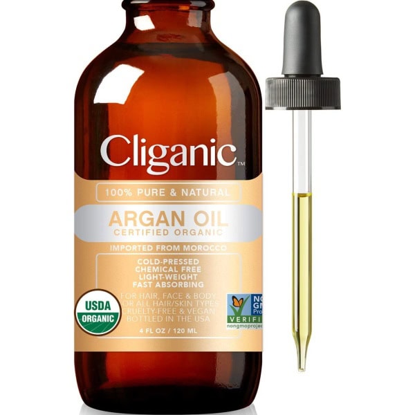 Cliganic USDA Organic Argan Oil, 100% Pure for Hair, Face Skin Natural Cold Pressed Carrier Oil, Imported from Morocco