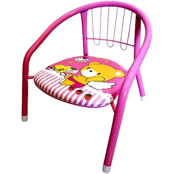 Kids chair children seat yellow chair with metal frame and soft, comfortable (sponge layer) seat with cute designs,durable and strong (Red)