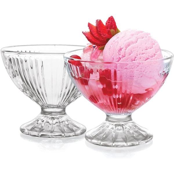 Ice Cream Bowl Set, Dessert Cups Footed Ice Cream Bowls for Dessert, Sundae, Ice Cream, Salad, Cocktail, Condiment, Trifle(6Pcs)