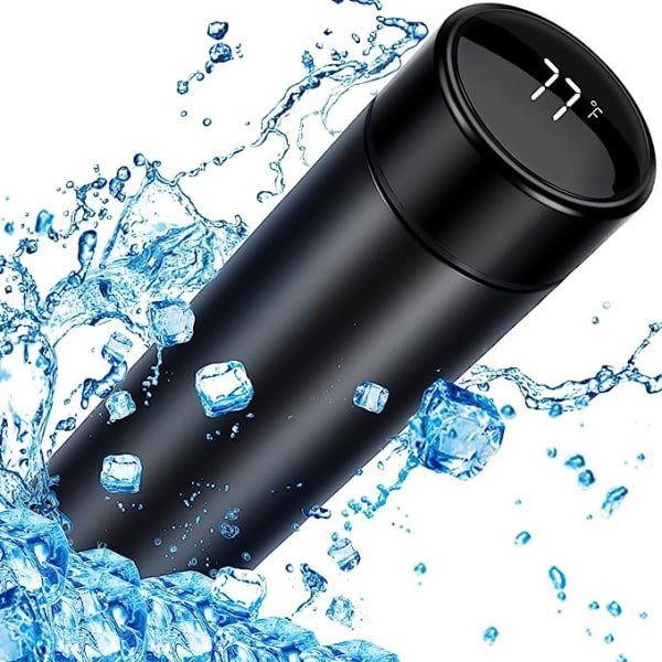 Smart Vacuum Insulated Water Bottle with Automatic LED Temperature Display, Large Flask 500 ML Stainless Steel Drinking Cup