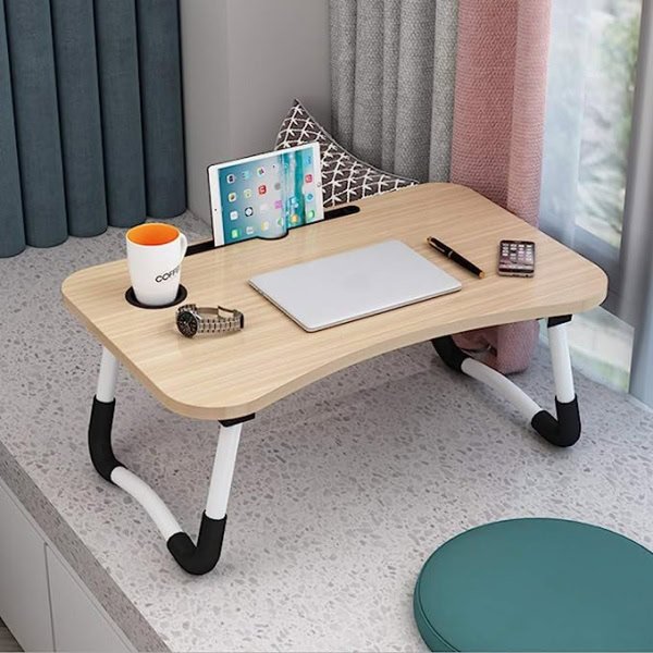 Foldable Laptop Table Laptop Desk Portable Mini Table Notebook Stand Reading Holder for Bed and Sofa (BEIGE)