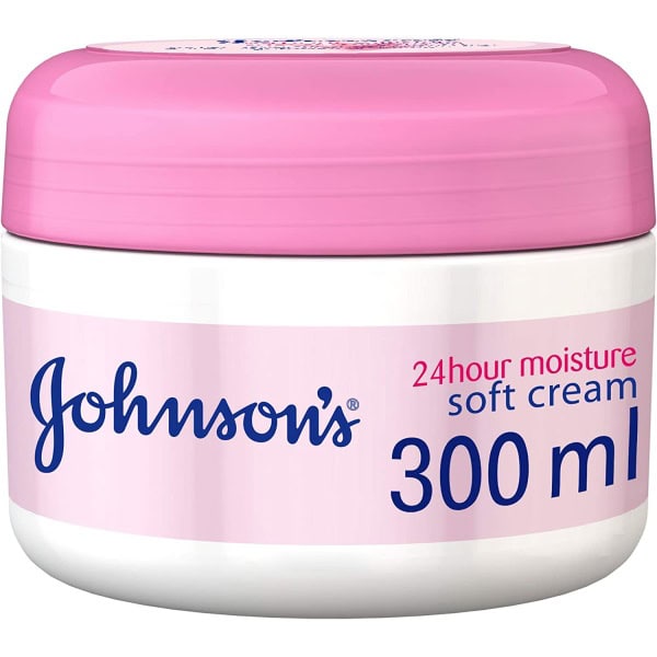 Johnson?s 24 Hour Moisture Soft Cream, 300ml, Enriched with Shea Butter, Reduces Skin Tightness, Flakiness, and Dullness, Moisturizing Cream, Suitable for All Skin Types