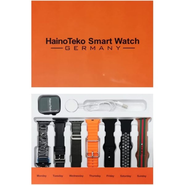 Haino Teko Germany GP 7 Smart Watch With 7 Set Colorful Strap with Wireless Charger For Unisex Activity Tracker Bluetooth Calling 45mm HD Display