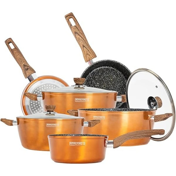 Royalford Classic Bronze Series Forged Aluminum Cookware Set 10 Pieces