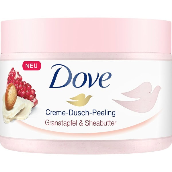 Dove Exfoliating Body Scrub for Natural Silky Skin, with Pomegranate and Shea Butter, Providing Lasting Nourishment, 225ml