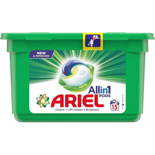 Ariel All in 1 Pods, Original Scent, Liquid Detergent Capsules, 15 Pods