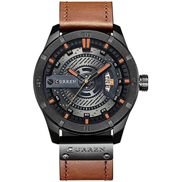 Curren 8301 Leather Round Analog Watch