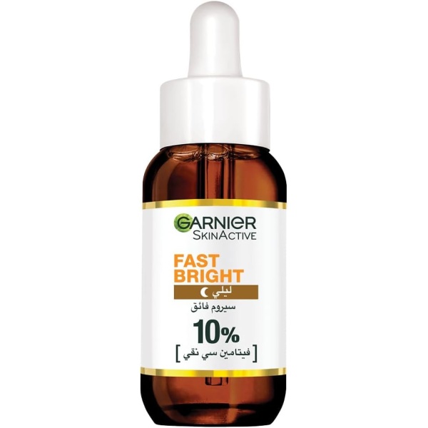 Garnier Skin Active Fast Bright Overnight Booster Face Serum with 10% Pure Vitamin C, for dullness & Dark spots, 30ml