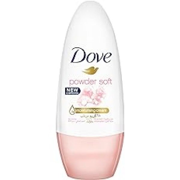 DOVE Antiperspirant Deodorant Roll-On, for 48 hour protection, Powder Soft, alcohol free with ? moisturising cream, 50ml