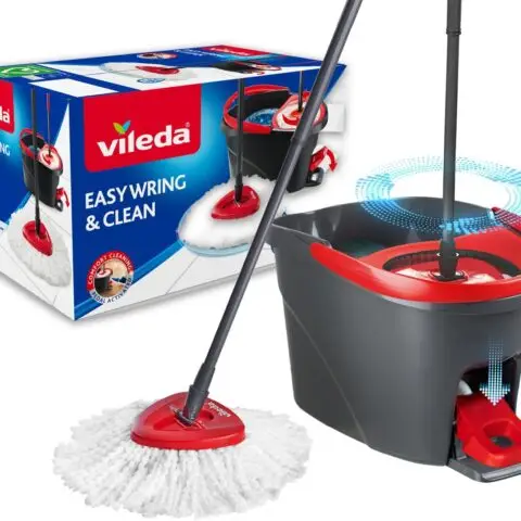 Vileda Easy Wring & Clean spin mop & bucket set with foot pedal  | Turbo Refill 100% Microfibre mop head |
