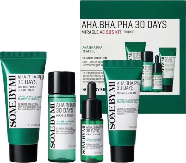 SOME BY MI AHA-BHA-PHA 30 Days Miracle Starter Kit | Toner 30Ml + Serum 10Ml + Cream 20G + Cleansing Bar 30G | Set Of 4 Travel Kit