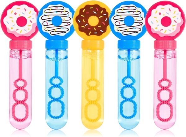 24Pcs Donut Bubble Wands for Kids Bubbles Bulk Party Favors Toy Carnival Prizes Goody Bag Fillers Stuffers Donut Party Favors Birthday Gift Summer Outdoor Pool Beach Mini Bubble for Boys Girls