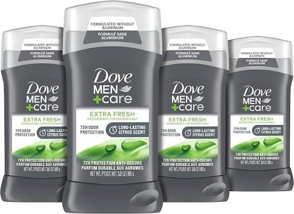 Dove Men+Care MEN + CARE Deodorant Stick for Men Clean Comfort Aluminum Free 72-Hour Odor Protection Mens Deodorant with 1/4 Moisturizing Cream, 3 Ounce (Pack of 4)