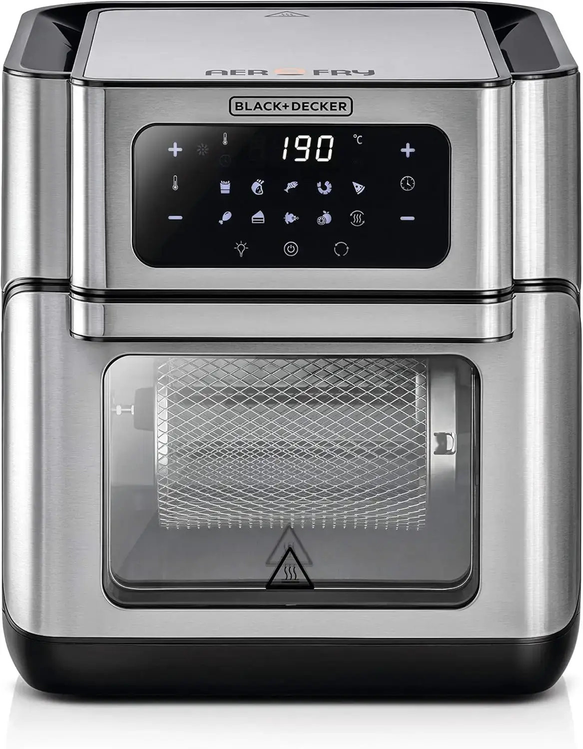 BLACK+DECKER 12L Air Fryer Oven, 1500W with Rapid Air Convection Technology, Digital Temperature Control, 90-Minute Timer, 10 Pre-Set Modes, Family-Sized Capacity, Oil-Free Cooking, Sliver