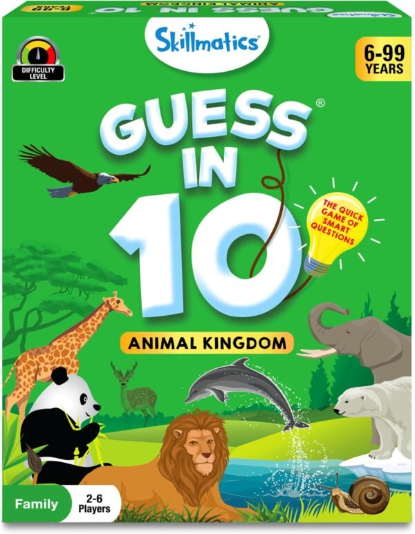 Card Game - Guess in 10 Animal Kingdom, Perfect for Boys, Girls, Kids, and Families Who Love Board Games and Educational Toys, Travel Friendly, Gifts for Ages 6, 7, 8, 9