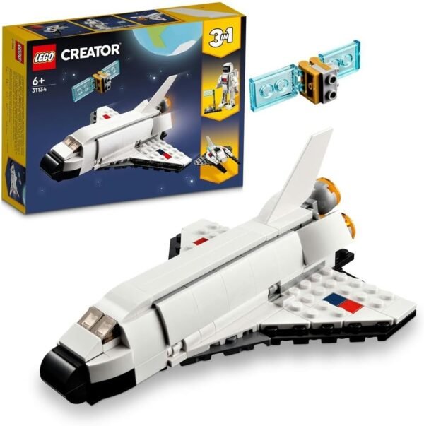 LEGO 31134 Creator 3 in 1 Space Shuttle Toy to Astronaut Figure to Spaceship, Building Toys for Kids, Boys, Girls Aged 6 and up, Creative Gift Idea