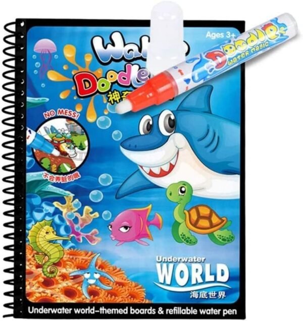 Magic Water Colouring Book for Children Reusable Water Drawing Book with Magic Pen Early Education Doodle Painting Toys for Kids Toddlers