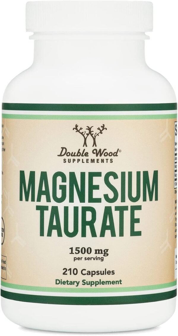 Magnesium Taurate Supplement For Sleep, Calming, and Cardiovascular Support (1500mg, 210 Vegan Capsules) Made in USA