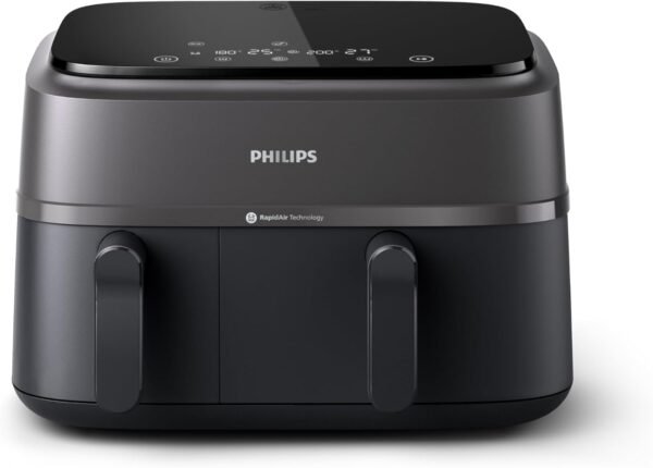 Philips Dual Basket AirFryer 3000 Series - 2750W 9L Capacity, 2 Basket Drawers, 8 Presets Touchscreen, Black