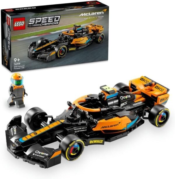 Speed Champions 2023 McLaren Formula 1 Race Car Toy for 9 Plus Year Old Kids, Boys & Girls who Love Independent Play, Buildable Vehicle Model Set, Kids' Bedroom Decoration, Birthday Gift 76919