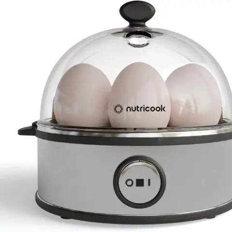 NutriCook Rapid Egg Cooker 7 Egg Capacity Electric Egg Cooker for Boiled Eggs, Poached Eggs, Scrambled Eggs, or Omelettes with Auto Shut Off Feature - Silver