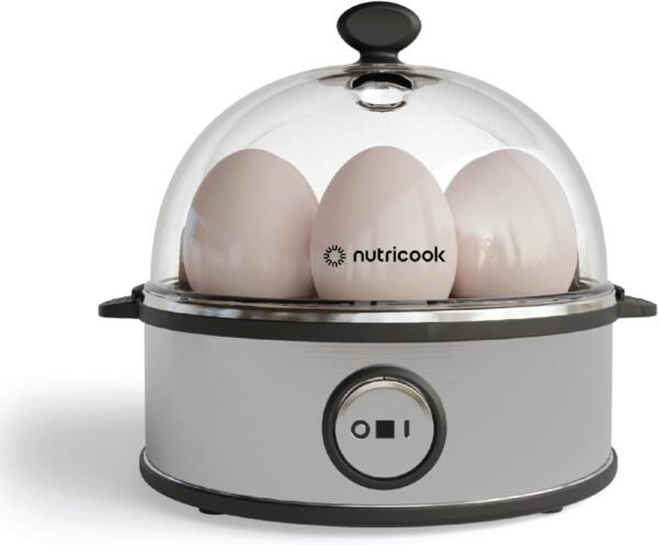 Rapid Egg Cooker 7 Egg Capacity Electric Egg Cooker for Boiled Eggs, Poached Eggs, Scrambled Eggs, or Omelettes with Auto Shut Off Feature - Silver