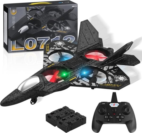 AWH Henakmsl RC Plane 2.4GHz Remote Controlled Aeroplane L0712 Quadcopter Floating Fighter Aircraft RC Aeroplane RTF for Beginners/Children/Adults, APlane Toy with Coloured Lights USB Charging