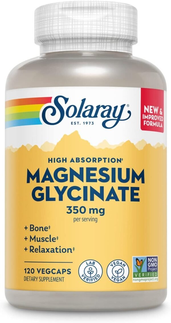 SOLARAY High Absorption Magnesium Glycinate, 350 mg, 120 VegCaps