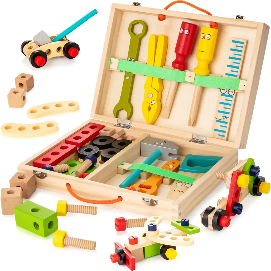 KIDWILL Wooden Tool Box Set for Kids