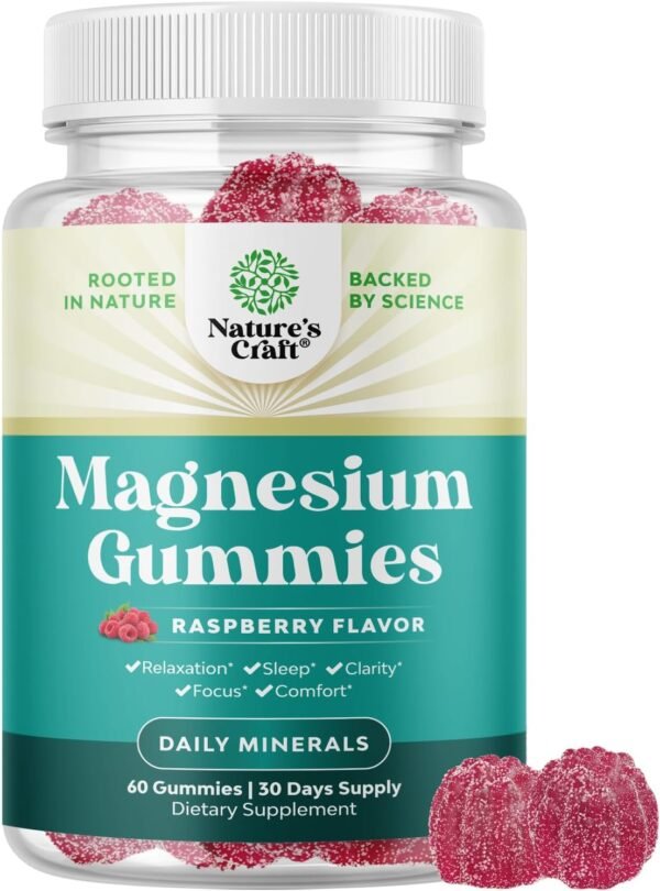 Potent Chewable Magnesium Citrate Gummies - Calming Magnesium Gummies for Women and Men for Sleep Support Restless Legs Cramps and Muscle Health - Tasty Non GMO Vegan Gummy Vitamin