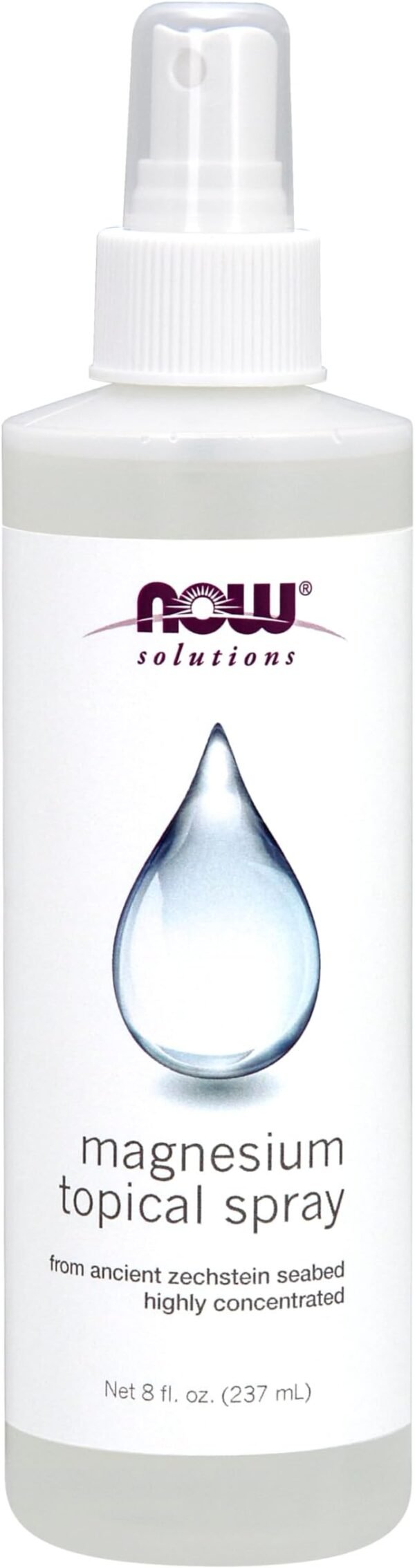 Now Solutions Magnesium Topical Spray 8 Fl Oz (237ml) | from the Ancient Zechstein Seabed, Highly Concentrated | Easy to apply and Non-gresay