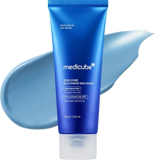 medicube Zero Pore Blackhead Mud Facial Mask - Skin Cooling & Pore Tightening - 3 Minute Quick Dry Formula with AHA, BHA, PHA, and Pore-Purifying Clay - Korean Face Mask 3.52 oz