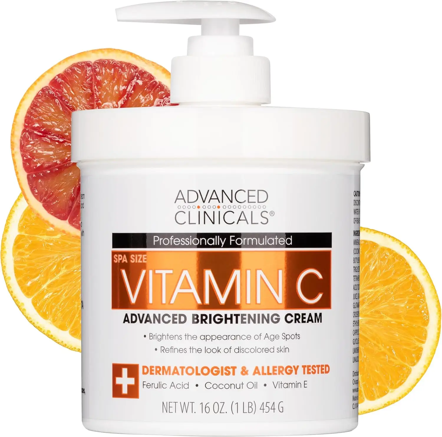 Advanced Clinicals Vitamin C Cream Advanced Brightening Cream Anti Aging Cream For Age Spots Dark Spots On Face Hands Body 16 Ounce Multi