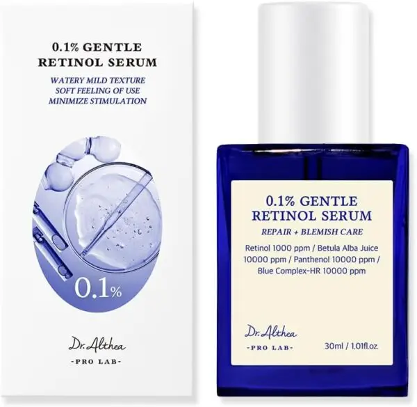 Dr.Althea 0.1 Gentle Retinol Serum - Korean skincare, 1.01fl.oz, Reduce Wrinkles, Fine Lines, & Signs of Aging, Gentle Skincare for Day & Night