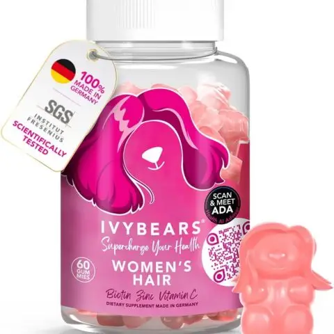IVYBEARS® High-Dose Biotin – Accelerates Hair Growth – Gummy Bears – Hair Vitamins [FRESENIUS APPROVED] – Biotin Zinc Selenium – Dietary Supplement – Vegan – Made in Germany – For Women