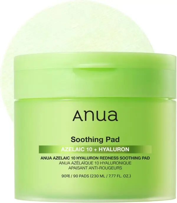 Anua Azelaic 10 Hyaluronic Redness Soothing Pad, Troubled & Spot Care with Korean Toner Pads, Quick & Easy Stretchy Face Mask with Azelaic Acid, Hyaluronic Acid, Korean Skin Care (90