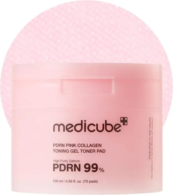 medicube Salmon DNA PDRN Pink Collagen Jelly Pad | Korean Gel Toner Pads with Niacinamide, Madecassoside, Retinol | Soothing, Radiance&Uneven Skin Tone | Korean Skin Care | 70Pads