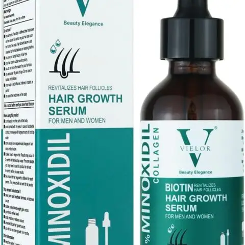 VIELOR Advanced Hair Growth Serum for Men & Women 5% Minoxidil + Biotin & Collagen Boosts Hair Regrowth Thickens & Strengthens Hair Herbal Formula for Hair Loss Treatment 60ml