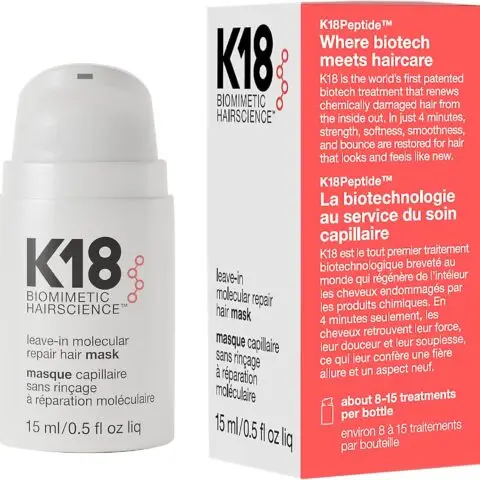 K18 Leave-In Molecular Repair Hair Mask, 15ml