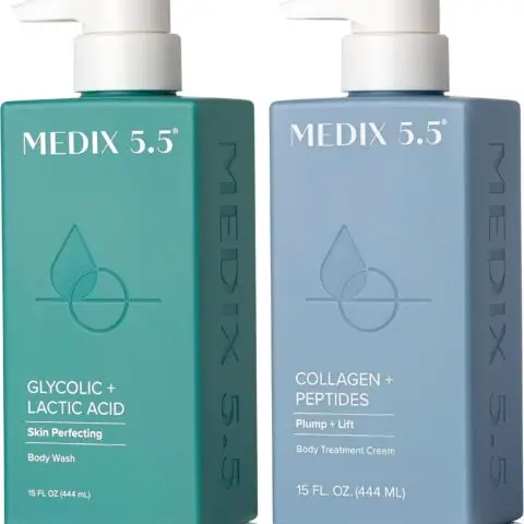 MEDIX Glycolic Acid Body Scrub Exfoliating Cleanser KP Bump Eraser | AHA + Lactic Acid Anti Aging All Skin Type Wash | Keratosis Pilaris & Acne | Foaming Body & Face Wash, 15 Fl Oz