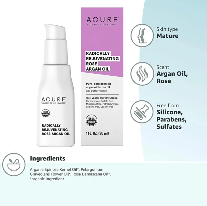 Acure Radically Rejuvenating Rose Argan Oil 30 Ml - Image 2