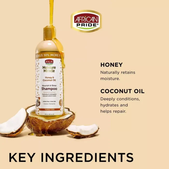 African Pride Honey & Coconut Oil Shampoo - 16 fl oz - Image 3