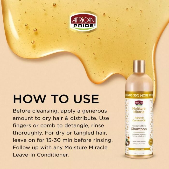 African Pride Honey & Coconut Oil Shampoo - 16 fl oz - Image 6