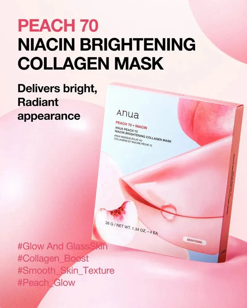 ANUA-[4EA] PEACH 70 NIACIN BRIGHTENING COLLAGEN MASK