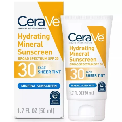 Cerave Tinted Sunscreen with SPF 30 | Hydrating Mineral 1.7 Fl Oz (Pack of 1)