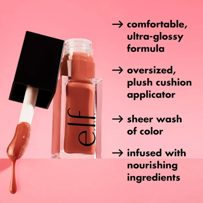 ⁦Elf Glow Reviver Lip Oil Nourishing Tinted Lip Oil For A High Shine Finish Infused With Jojoba Oil Vegan & Cruelty Free Rose Envy⁩ - الصورة ⁦4⁩