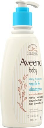 ⁦Aveeno Baby Daily Moisture Gentle Body Wash & Shampoo 354ml⁩ - الصورة ⁦6⁩