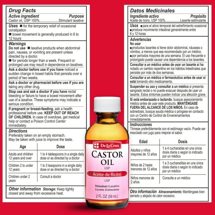 De La Cruz Castor Oil USP Laxative 2 fl. oz - Image 3