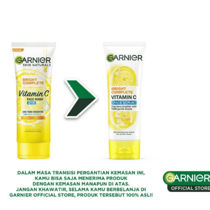 ⁦Garnier bright complete vitamin c face scrub -100ml⁩ - الصورة ⁦2⁩